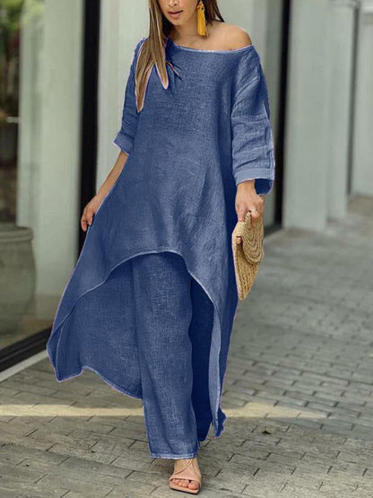 Conjunto de Dos Piezas Femenino de Color Sólido