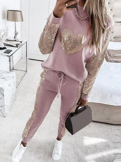 Conjunto Femenino Casual de Lentejuelas "Love"