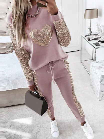 Conjunto Femenino Casual de Lentejuelas "Love"