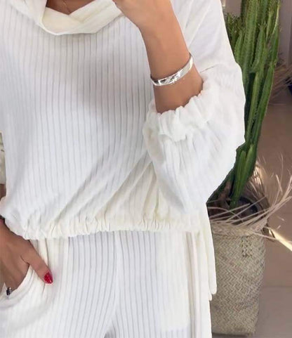 Conjunto Femenino Casual de Manga Larga de Color Sólido