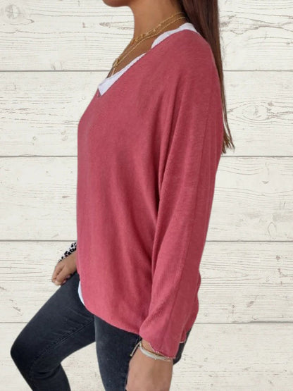 Conjunto Femenino Casual de Tops de Color Sólido y Cami de Dos Piezas