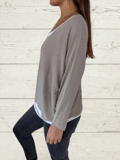 Conjunto Femenino Casual de Tops de Color Sólido y Cami de Dos Piezas
