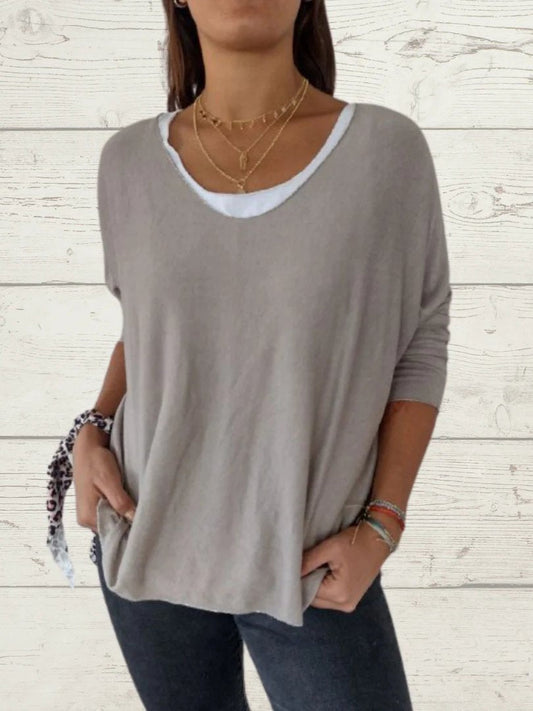 Conjunto Femenino Casual de Tops de Color Sólido y Cami de Dos Piezas