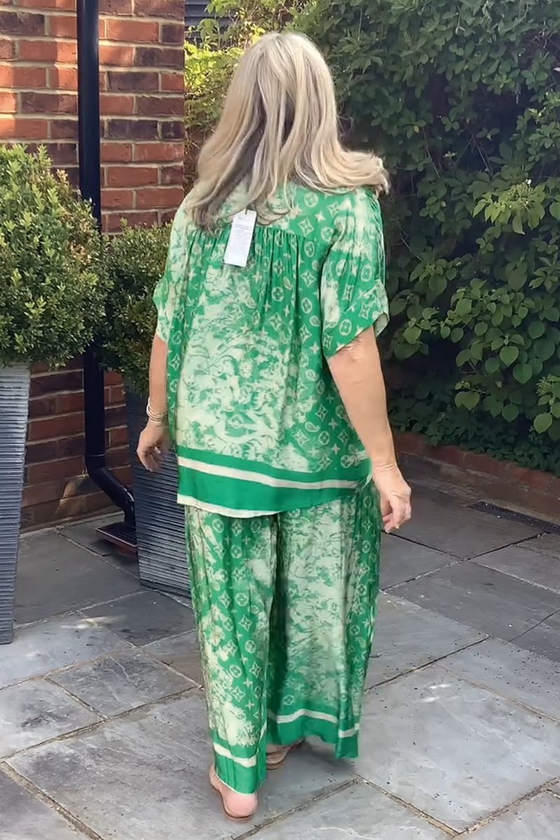 Conjunto Femenino Casual Estampado de Cetim