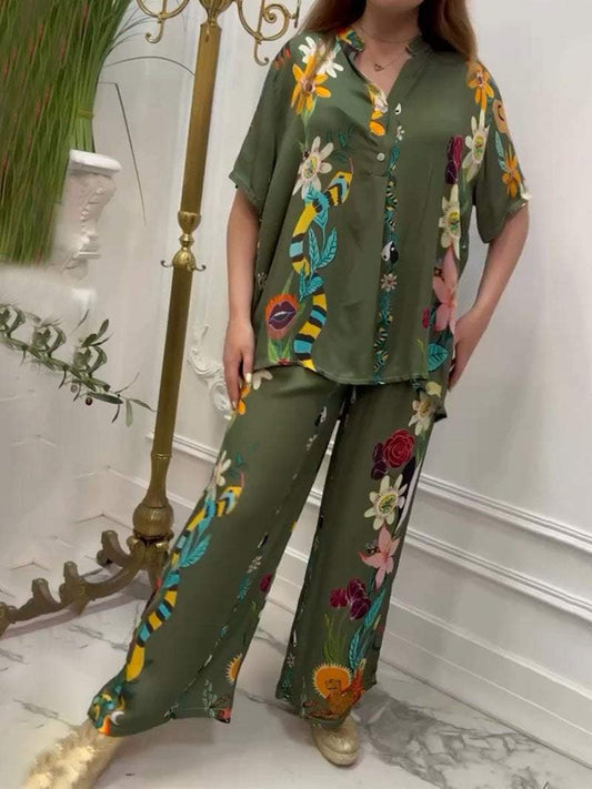 Conjunto Femenino Casual Estampado de Dos Piezas