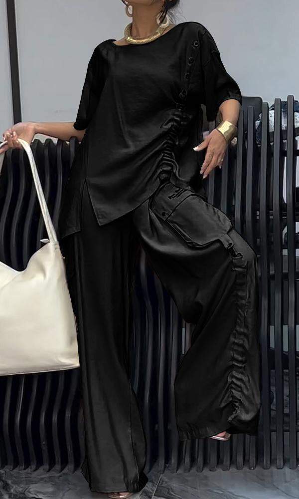 Conjunto Femenino Confortable de Top y Pantalones de Dos Piezas