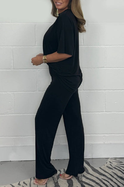 Conjunto Femenino de Camiseta y Pantalones para Lounge Lujoso