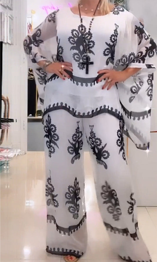 Conjunto Femenino Estampado de Dos Piezas