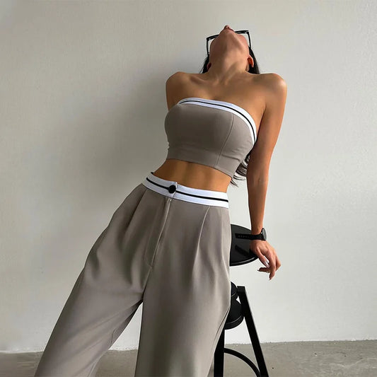 Conjunto Top e Calça Alfaiataria Nani GRAY / XXL