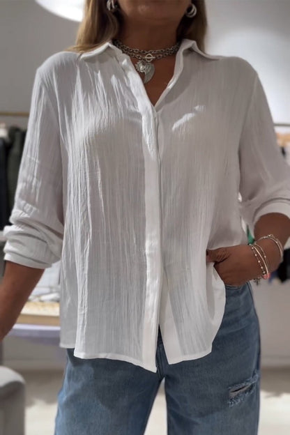Camisa de algodão e linho casual