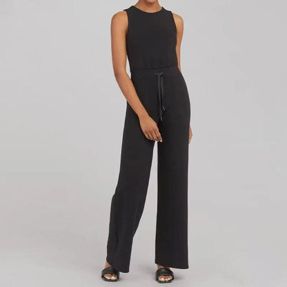 Mono Casual Sin Mangas Pantalón De Pierna Ancha Con Bolsillos
