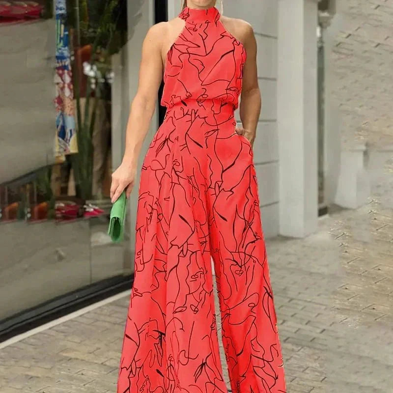 Mono de Mujer Pantalón Ancho Cuello Alto