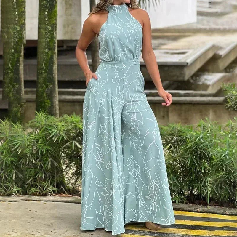 Mono de Mujer Pantalón Ancho Cuello Alto