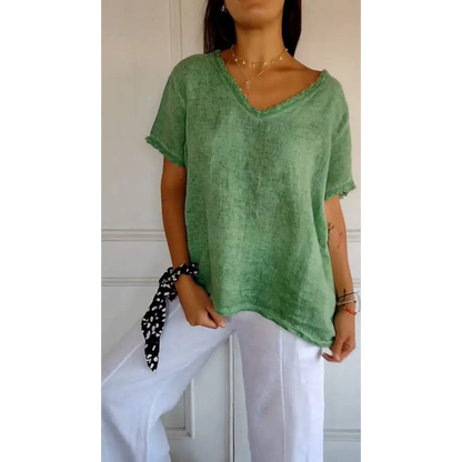 Top casual curto com decote em V
