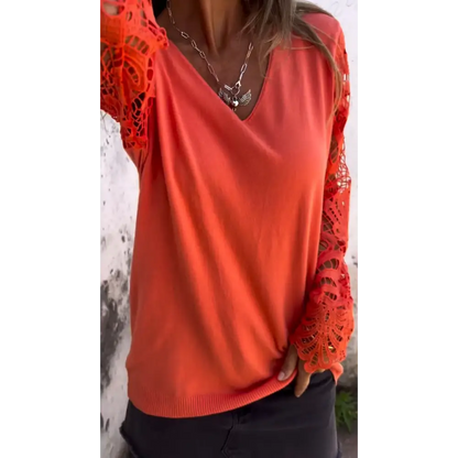 Top de Patchwork Vazado com Decote em V