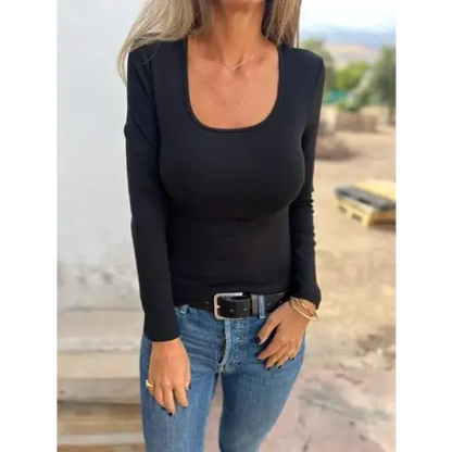 Top slim fit com gola redonda casual